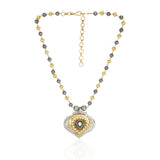 Gold & Silver Plated Leela  Kundan Medallion Necklace Set