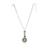 Silver Plated Leela Kundan Green Onyx Necklace Set