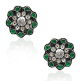 Silver Plated Leela Kundan Green Onyx Necklace Set