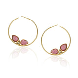Gold Plated Balan Kundan Tourmaline Leaf Hoops