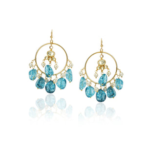 Gold Plated Balan Kundan Topaz Hoops