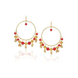 Gold Plated Balan Coral Gold Beads Hoops