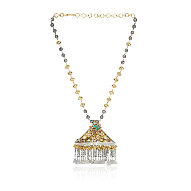 Gold & Silver Plated Leela Kundan Artisanal  Necklace Set