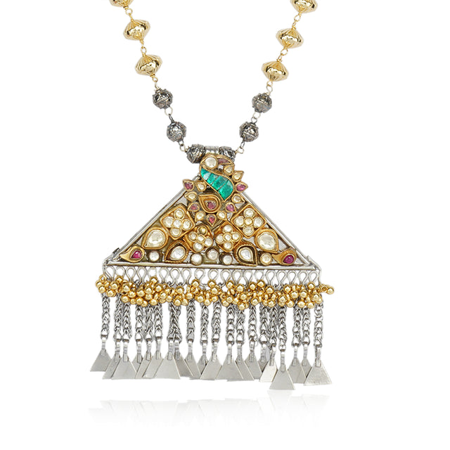Gold & Silver Plated Leela Kundan Artisanal  Necklace Set