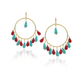 Gold Plated Balan Turquoise Jade Hoops