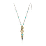 Gold & Silver Plated Leela Kundan Turquoise Necklace Set
