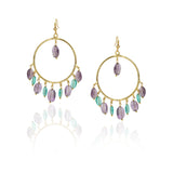 Gold Plated Balan Amethyst Fluorite Hoops
