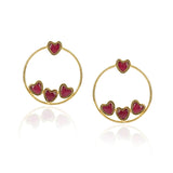 Gold Plated Balan Red Kundan Heart Hoops
