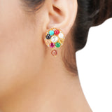 NAVRATNA FLOWER PENDANT SET