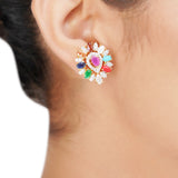 NAVRATNA FLOWER PENDANT SET