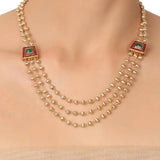 GOLD PLATED PURNA RED GREEN NECKLACE SET