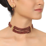 GOLD PLATED PURNA BROWN KUNDAN NECKLACE SET