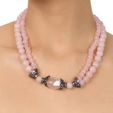 SILVER PLATED PURNA ROSE QUARTZ STRING SET