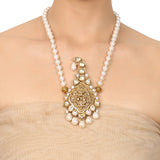 Gold Plated Deva White Laxshmi Kundan Pendant