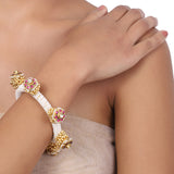 Gold Plated Kundan Ghungroo Bangle