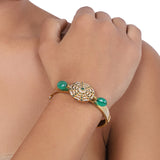 Gold Plated Green Onyx Bangle