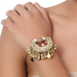 Gold Plated Kundan Ruby Bangle