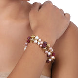 Gold Plated Ruby & Pearl Bracelet
