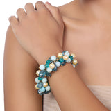 Gold Plated Aqua & Pearls Bracelet