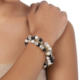 Gold Plated Pearls & Black Onyx Bracelet