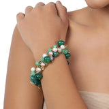 Gold Plated Green Onyx Bangle