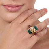 Gold Plated Kundan Ruby Ring