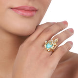 Gold Plated Turquoise Ganesha Ring