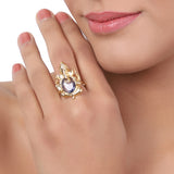 Gold Plated Green Onyx Ganesha Ring