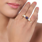 Gold Plated Amethyst Kundan Ring