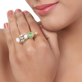 Gold Plated Green Onyx Ring