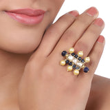 Gold Plated Blue Onyx  Ring