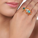 Gold Plated Carnelian Kundan Ring