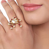 Gold Plated Kundan Ruby Ring