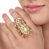 Gold Plated Kundan Peridot Ring