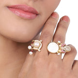 Gold Plated Pearls Ring