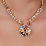Gold Plated Celestial Navrattan Necklace Set