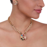 Gold Plated Celestial Navrattan Necklace Set