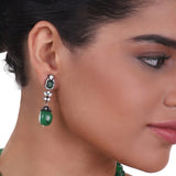 Silver Plated Celestial Victorian Green Onyx Necklace Set