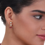 Gold Plated Celestial Flower Ruby Necklace Set