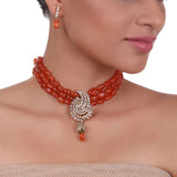 Gold Plated Celestial Carnelian Choker Set.
