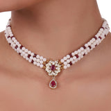 Gold Plated Celestial Ruby Choker Set