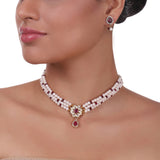 Gold Plated Celestial Ruby Choker Set
