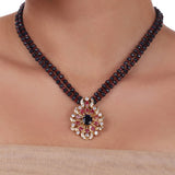 Gold Plated Celestial Ruby Necklace Set