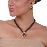 Gold Plated Celestial Ruby Necklace Set