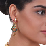 Gold Plated Pacchi Red Green Necklace Set
