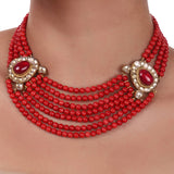 Gold Plated Pacchi Coral Necklace Set