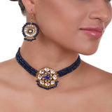 Gold Plated Pacchi Blue Iolite Choker Set
