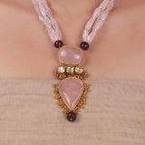 Gold Plated Pacchi Rose Quartz Necklace Set