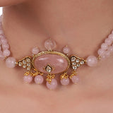 Gold Plated Pacchi Rose Quartz Choker Set