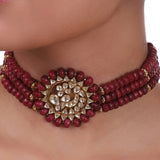 Gold Plated Pacchi Ruby Choker Set